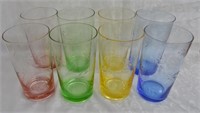 8pcs Vintage Etched Coloured Water Glasses