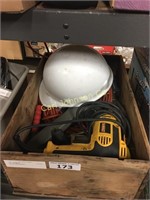 BOX OF TOOLS W/ DRILL