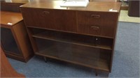 MID CENTURY BUREAU BOOKCASE WITH TWO DRAWERS