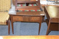 MID CENTURY BASSETT SIDE TABLE WITH DRAWER