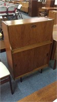 MID CENTURY DROP FRONT COCKTAIL CABINET  WITH