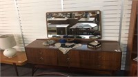 MID CENTURY DRESSING TABLE WITH MIRROR 72"