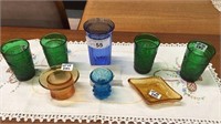(8) PIECES COLORED DEPRESSION GLASS
