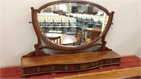 INLAID TABLE TOP BEVELED MIRROR ON STAND WITH