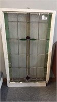 ANTIQUE STAINED GLASS WINDOW (28 1/2" x 48 3/4")