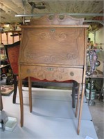 Antique OAK Drop Front Wood Secretary Writing Desk