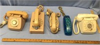 Lot of 5 old/vintage rotary telephones one is push