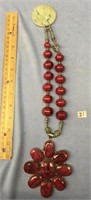 Ruby bead silver alloy bead and jade necklace with