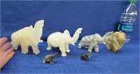 6 various elephant figurines (onyx stone)