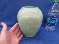 antique green brush mccoy vase - 7in tall