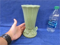 antique green brush mccoy vase - 8in tall