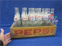 old pepsi crate & 24 vintage bottles