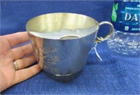 antique silver plated mustache cup - nice