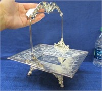 gorgeous 1800's silver plated cake basket on legs