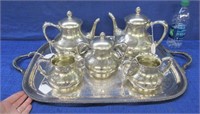 antique pairpoint tea set on poole silver tray