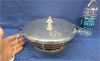 nice old 3pc silver plated baking dish & lid