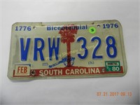South Carolina single tag Bi-Centennial 1776-1976