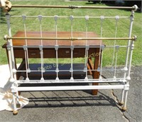 Cast twin Iron bed with brass head and foot rail