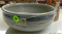 Clay unsigned bowl with blue design 8"dia