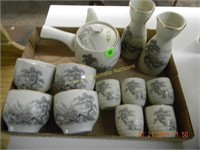 Sake Set with 5 cups & Asian Teapot with 4 cups