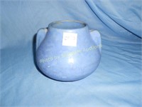 Blue handled clay vase 5.5" unsigned