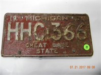 Michigan single tag 1971 HHC 366