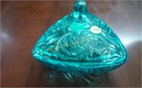 Blue covered candy dish