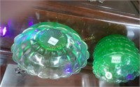 Green Vaseline berry bowl and 5 indiv bowls