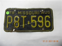 Missouri single tag 1978 P8T 596