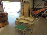 Antique Vanity with Mirror and bench