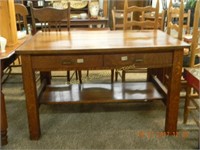 Oak Library table with 2 drawers
