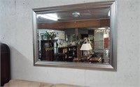 Large Silver-toned beveled mirror 52"x39"