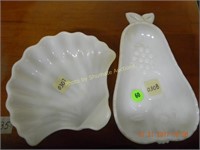 Milk Glass Pear & Clam Shell