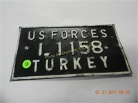 Government US Forces single tag I 1158 Turkey