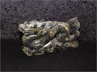 Chinese Hand Carved Spinach Green Jade Stone Feng