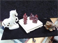 Happy Laughing Buddha Set of 4 Red Resin Statues
