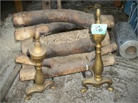 Faux fire logs and dog irons