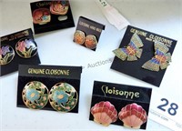 Cloisonne Earrings  x6 / NOS