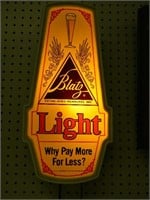 Blatz Light Lighted Beer sign