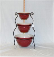 Wrought Iron 3 Tier Crock Stand w/ Paprika Crocks