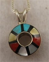 Native American S/S Multi Stone Inlay Necklace