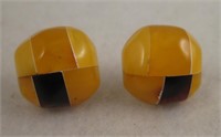 Multi Color Amber Inlay Earrings