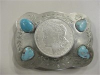 Southwest Style Buckle With Replica Morgan Dollar