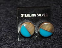 Sterling Silver Inlay Earrings