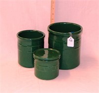 Ivy Green Woven Traditions 3 pc Canister Crock Set