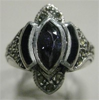 Vintage S/S Amethyst & Marcasite Ring