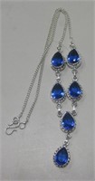 .925 Marked Sterling/Blue Stone Necklace