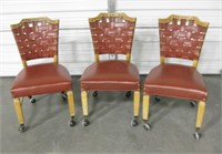 3 Wood Framed Rolling Chairs