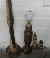 Lot of 4 Handmade Lamps & Candle Holder
