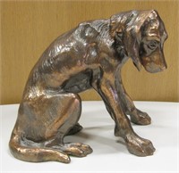 Bronze Color Metal Dog Figurine By Dodge 7" Tall